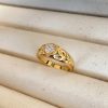 Gold SUNFLOWER Diamond-studded Ring Women