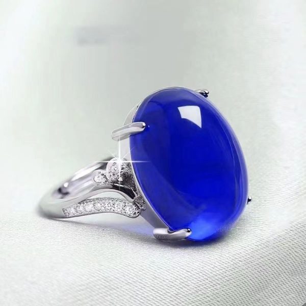 Natural Sapphire Ring Women's Adjustable Ethnic Style