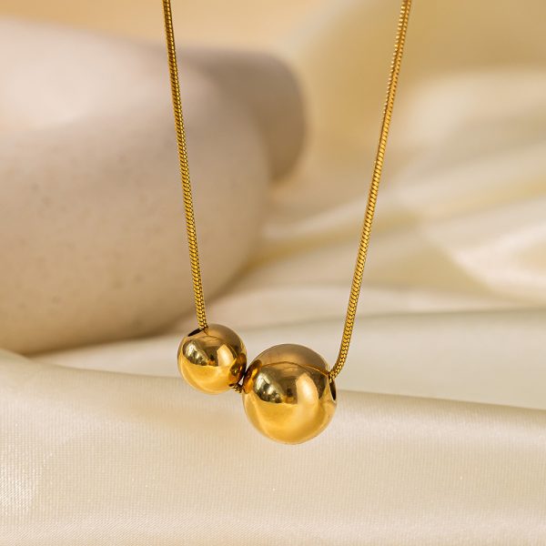 Minimalist Metal Beads Retro Titanium Steel Necklace For Women