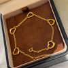 Sterling Silver S925 Love Glossy Five Love Heart Bracelet Hollow Out