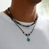 Coconut Shell Turquoise Leather Wax Line Necklace