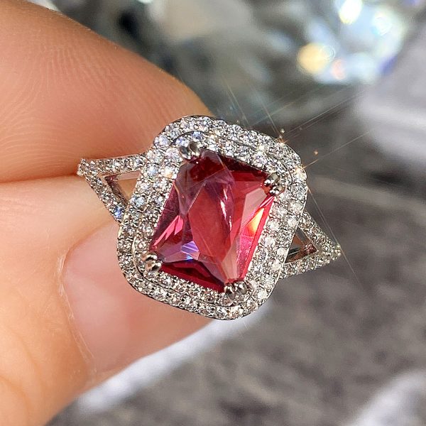 Copper Rhinestone Square Princess Ring