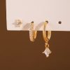 High Sense Inlaid Zircon Fashion Diamond Pendant Ear Ring Ear Clip Ear Studs Ladies Three-piece Set