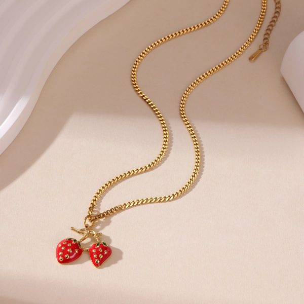 Summer Strawberry Fruit Necklace For Women