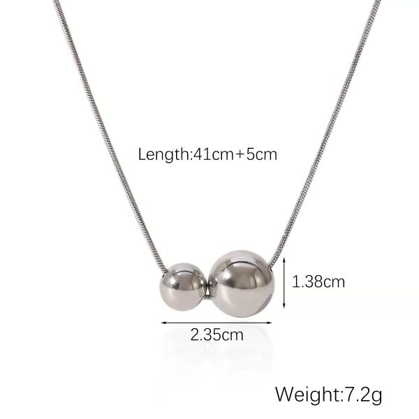 Minimalist Metal Beads Retro Titanium Steel Necklace For Women