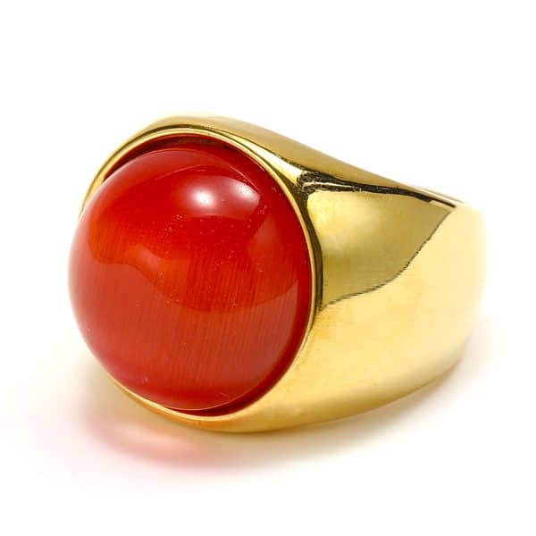 Ins Minority Simple Hip Hop Opal Ring Titanium Steel 18K Gold Plated