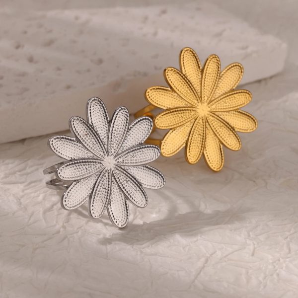 Stainless Steel Exquisite Hollow Flower Series Ring Personality