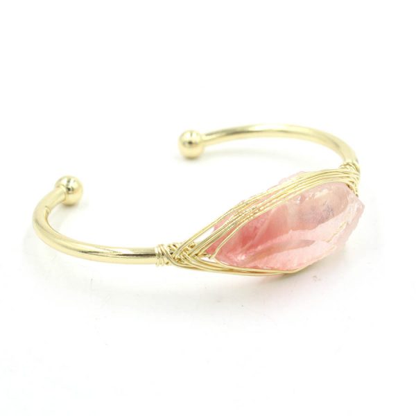 Natural Raw Gemstone Winding Crystal Simple Opening Classic Bracelet