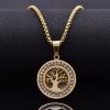 Tree Of Life Hollow Zircon Pendant European And American Style Personalized Titanium Steel Necklace For Men