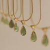 Retro Blue And Green Water Drop Necklace High Sense