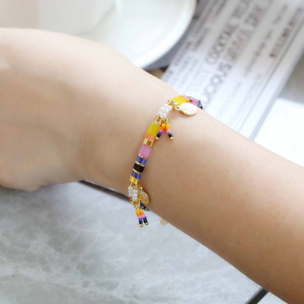 Women's European And American Glass Colored Beaded Bracelet