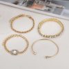 Artistic Retro Versatile Metal Chain Square Diamond 4-piece Set