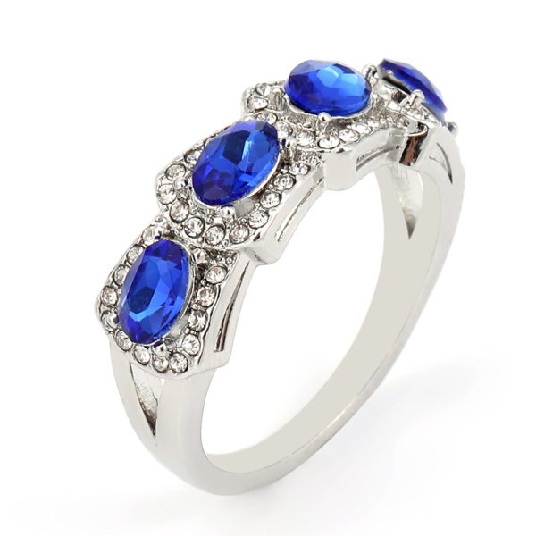Lein Blue New Style Zircon Ring European And American Elegant