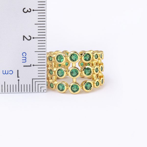 Copper Plating 18K Real Gold Three-layer Exaggerated Green Full Zircon Wide Version