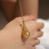 Retro Court Style Net Pocket Gold Plastic Bead Necklace