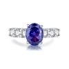High Carbon Diamond Ice Flower Cut Color Zircon 925 Sterling Silver Ring