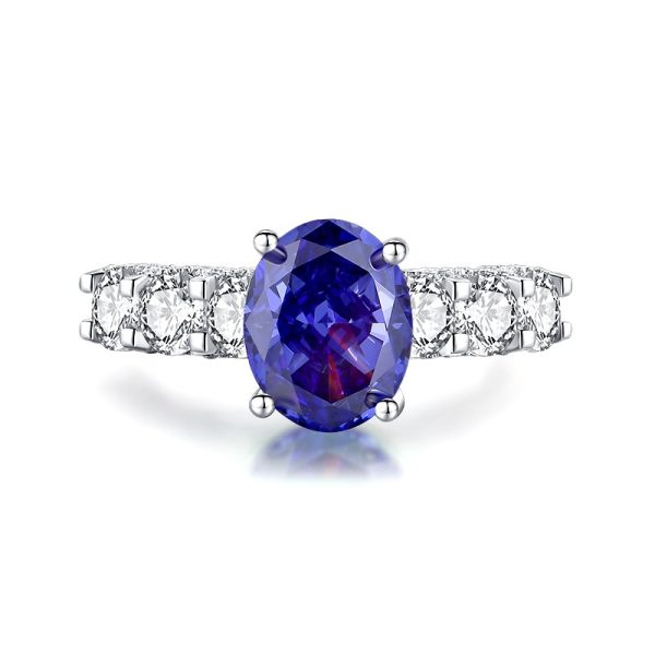 High Carbon Diamond Ice Flower Cut Color Zircon 925 Sterling Silver Ring
