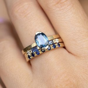 Inlaid Topaz Women's Ring Three-piece Ring Set