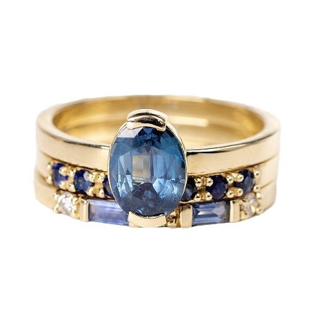 Inlaid Topaz Women's Ring Three-piece Ring Set