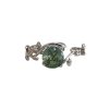 S925 Silver Plated Green Moss Stone Water Plants Agate Open Ring
