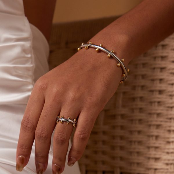 Personality Texture Rivet Shape Bean Beads Stainless Steel C- Shaped