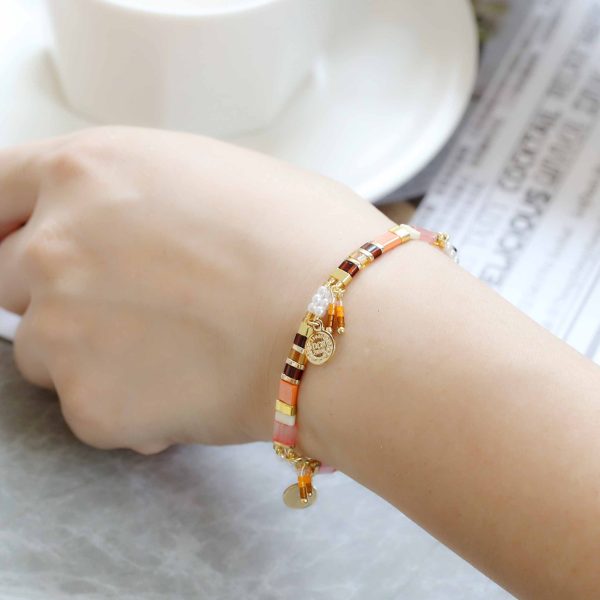 Women's European And American Glass Colored Beaded Bracelet