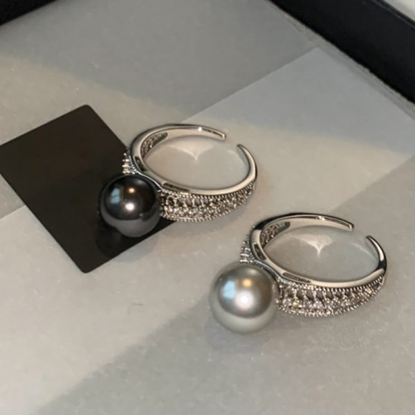 Black Pearl Open Index Finger Ring Female Affordable Luxury Fashion