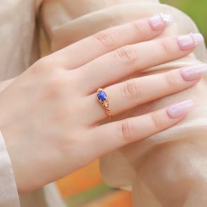 Japanese Style New Affordable Luxury Fashion Forest Night Sky Natural Lapis Lazuli Ring