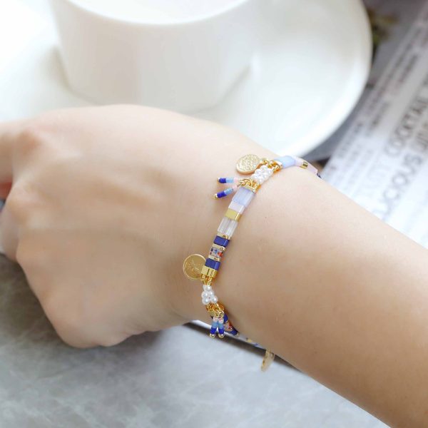 Women's European And American Glass Colored Beaded Bracelet