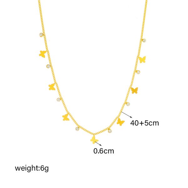 Fashion Minority Design Multi-layer Twin Butterfly XINGX Pendant Eyes Diamond-studded Necklace