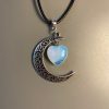 Jewelry Heart Stone Crystal Necklace Retro Moon
