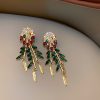 Diamond Drop Finger Feather Earrings