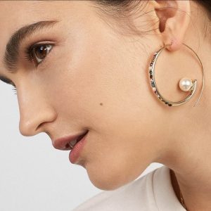 Geometric Metal Big Circle Diamond Earrings Fashion