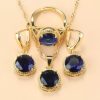 New Earrings Ring Necklace Three-piece Jewelry Set Round Zircon