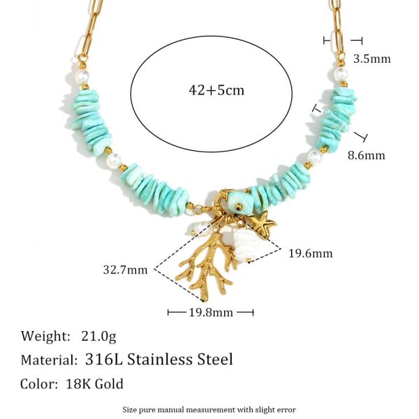 Women's Retro Versatile Natural Stone Pendant Paper Clip Necklace