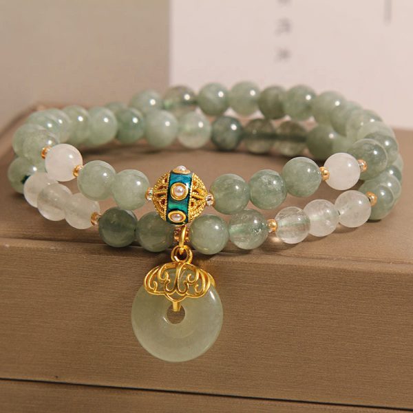 Aventurine Double-layer Jade Bracelet For Women Light Luxury Minority Exquisite Peace Buckle
