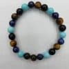 Tiger Eye Volcano Stone Orchid Pine Matte Blue Gold Stone Bracelet