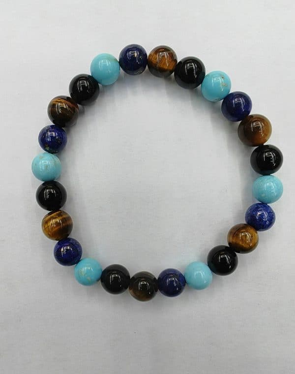 Tiger Eye Volcano Stone Orchid Pine Matte Blue Gold Stone Bracelet