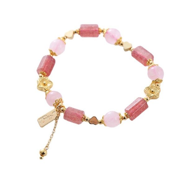 Strawberry Crystal Sweet Bracelet With A Little Heart