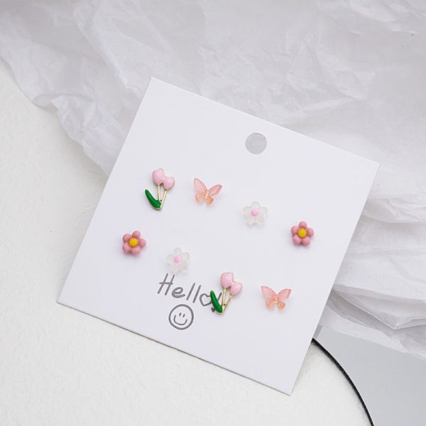Silver Needle Color Tulip Butterfly Set