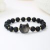 Natural Stone Cat Head Bracelet Gray Moonlight
