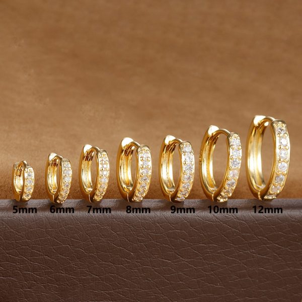 Trendy Circle Zircon Perforated Stud Earrings