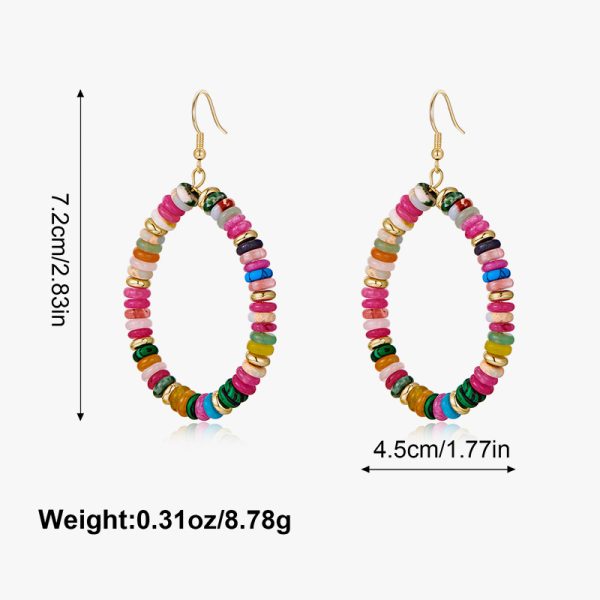 Retro Circle Mixed Color Semi-precious Stones Earrings