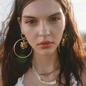 Retro Exaggerated Lion Head Big Circle Earrings