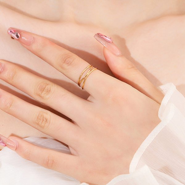 Simple Bracelet Three-layer Geometric Line Ring