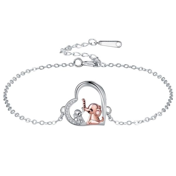 Heart-shaped Pendant Bracelet Cute Elephant Mother Bracelet Female Gift