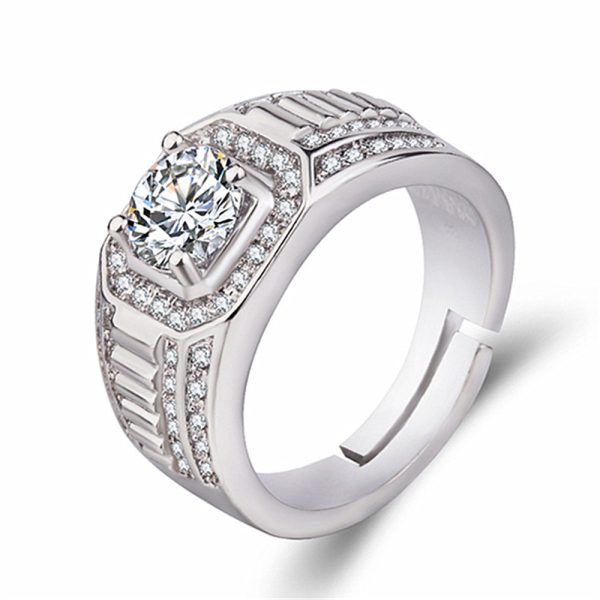 Fashionable And Novel Large Square Diamond Men's Ring