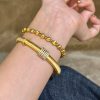 Woven Carved Gold Bracelet Good Luck Comes Brushed High-grade Light Luxury Bracelet For Women