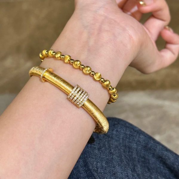 Woven Carved Gold Bracelet Good Luck Comes Brushed High-grade Light Luxury Bracelet For Women