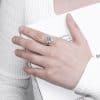 S925 Sterling Silver Wedding Ring Luxury Light Luxury Flower Ring High Carbon Rhinestone Ring